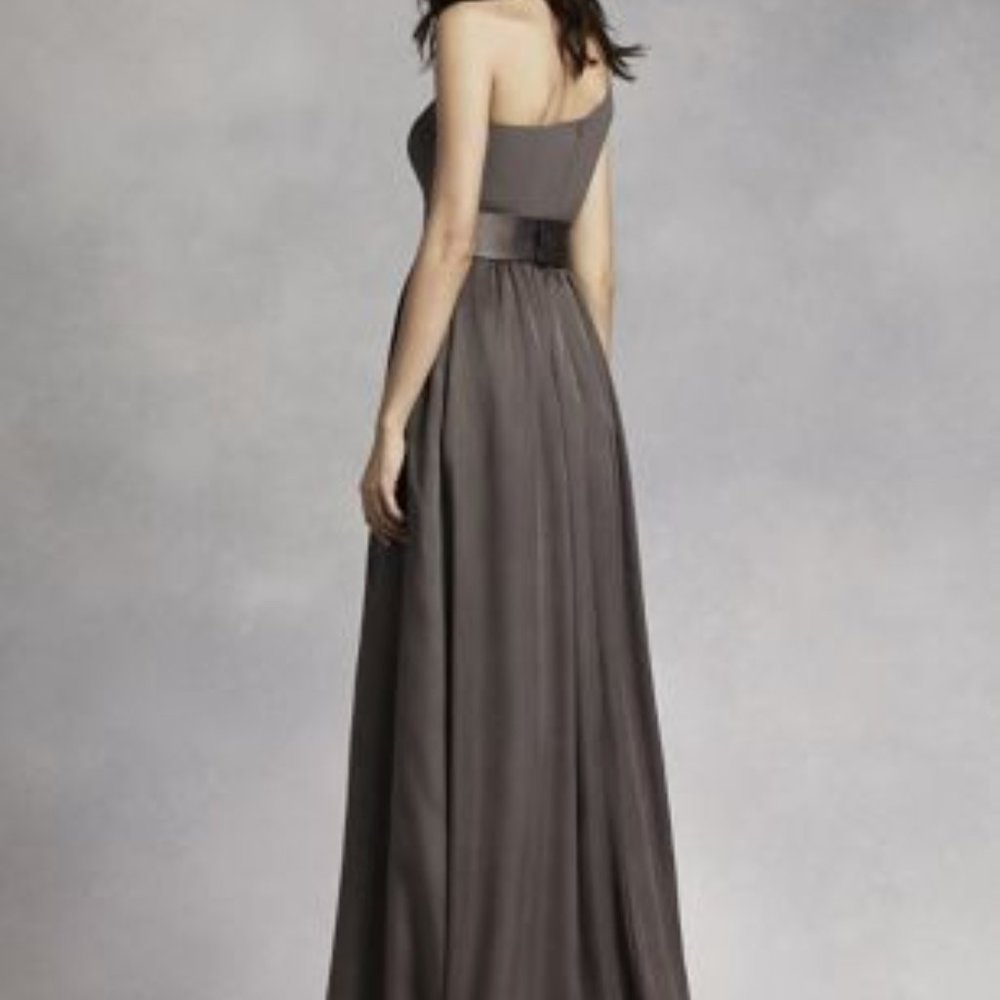 One Shoulder Bridesmaid Dress, Charcoal - White by Vera Wang